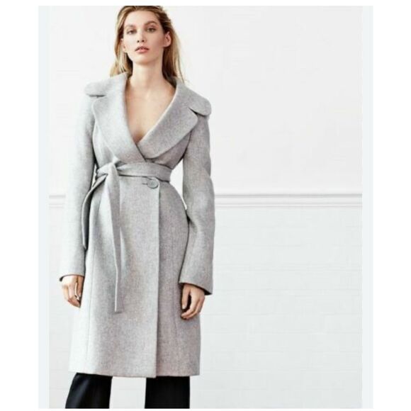 New Stella McCartney Wool Blend Belted Gray Knee Length Coat Women size 36 - Picture 2 of 16